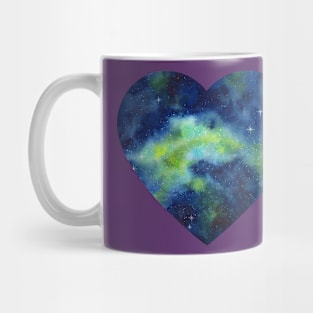 Blue and Green Night Sky Watercolor Mug